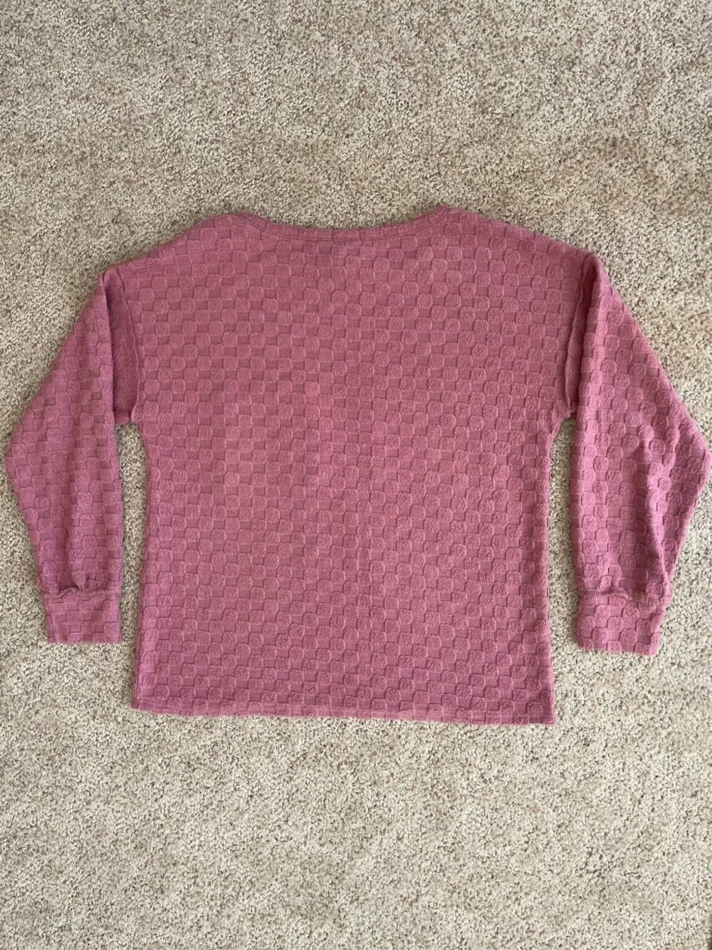 Cozy Checkered Pink Crew Sweater - Picture 2 of 3